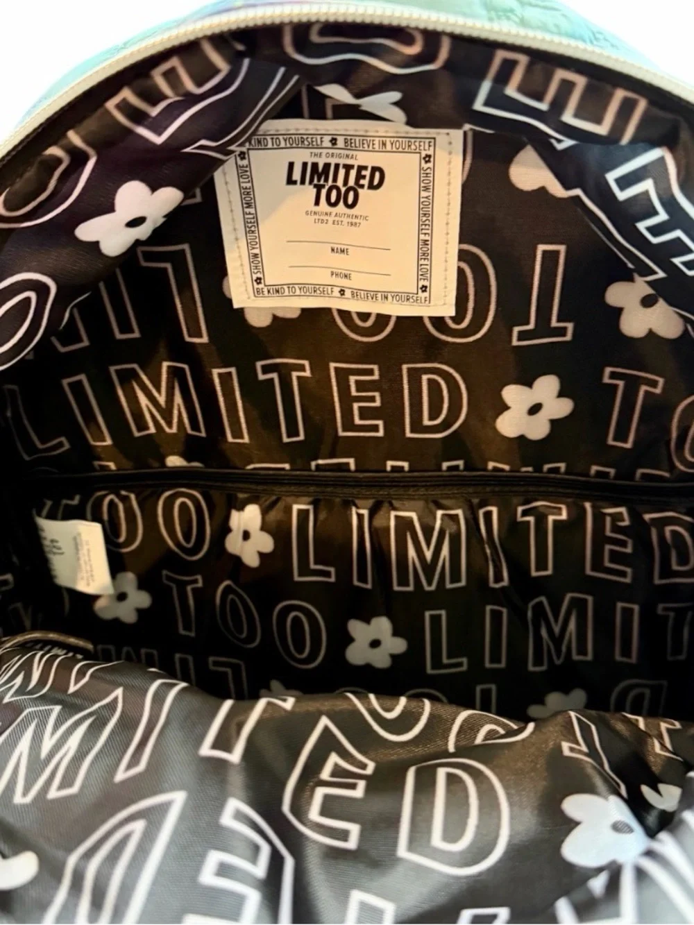 Limited Too Quilted Pastel Tie-Dye Heart Stitch Backpack Set NWT